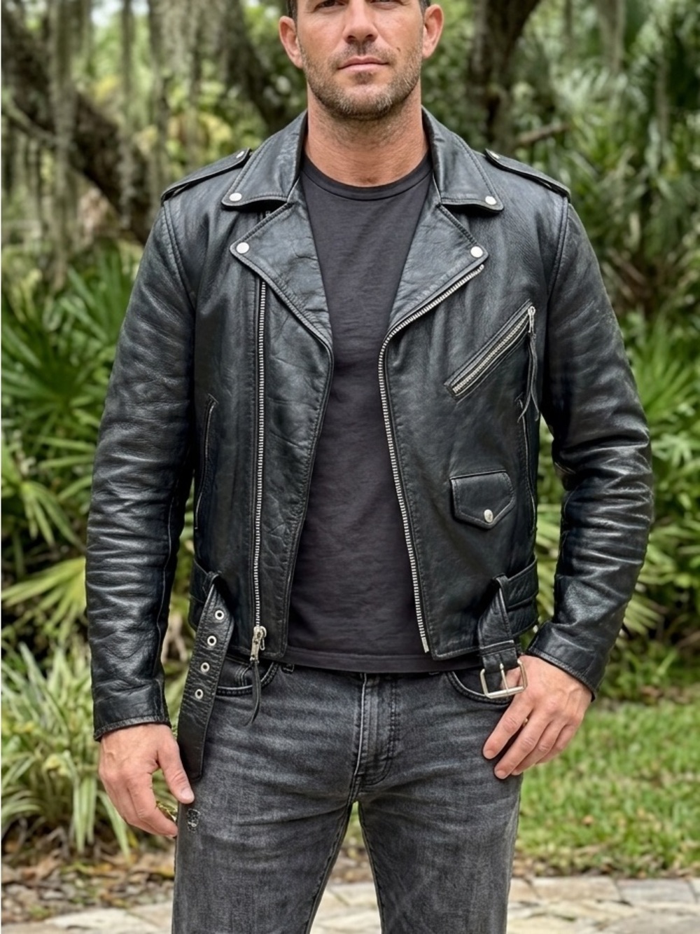 Vintage VANGUARD Leather of America Heavyweight Biker Jacket Men’s Size 50 Black